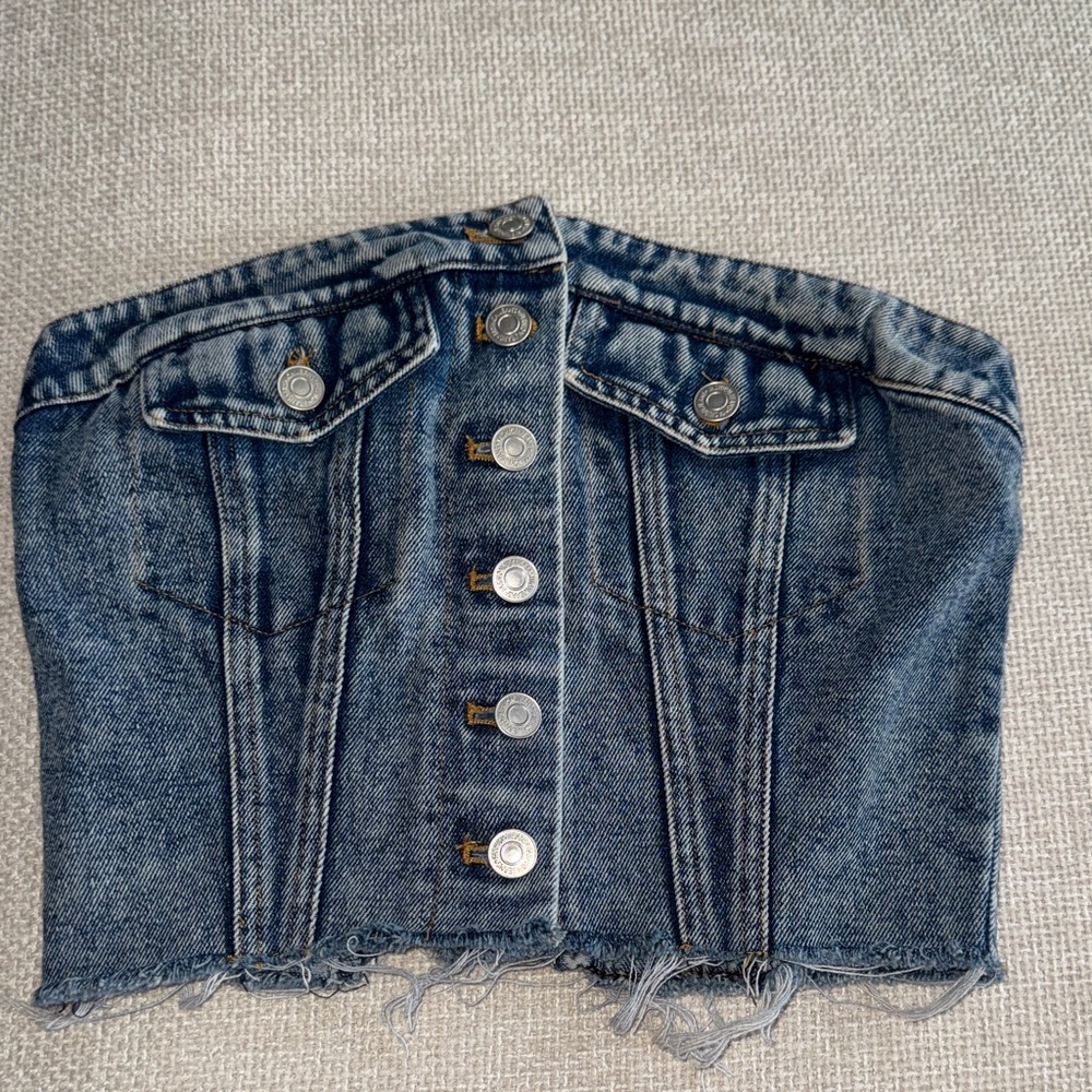 Papermoon Blue Denim Crop Top